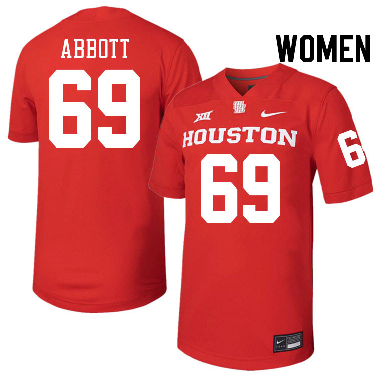 Women #69 Alex Abbott Houston Cougars College Football Jerseys Stitched-Red